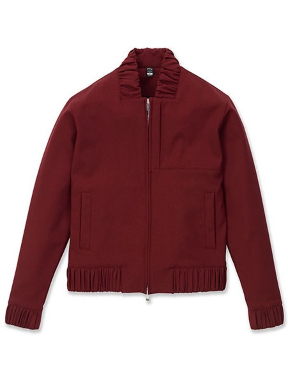 APL Women's Burgundy Ruffled Collar Bomber Jacket - Picture 7 of 8
